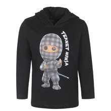 Kids up - Bluse L/S - Ternet ninja - Sort m. ninjahætte